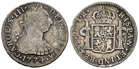Charles III (1759-1788). 2 reales. 1774. Potosí. JR. (Cal-1383). Ag. 6,54 g. F/Choice F. Est...20,00.