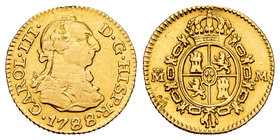 Charles III (1759-1788). 1/2 escudo. 1788. Madrid. M. (Cal-781). Au. 1,71 g. Traces of soldering. Almost VF. Est...100,00.