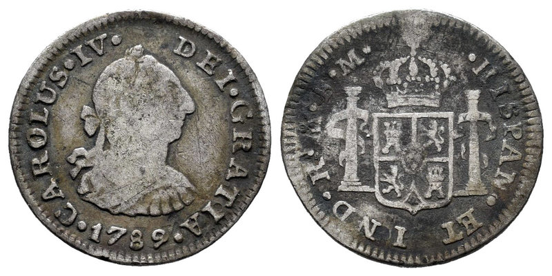 Charles IV (1788-1808). 1/2 real. 1789. México. FM. (Cal-1283). Ag. 1,57 g. Bust...