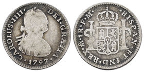 Charles IV (1788-1808). 1 real. 1797. México. FM. (Cal-1143). Ag. 3,13 g. F. Est...10,00.