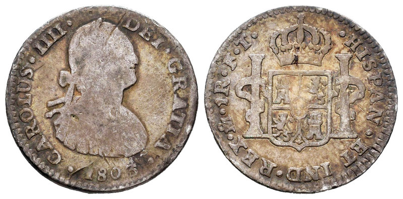 Charles IV (1788-1808). 1 real. 1803. México. FT. (Cal-1151). Ag. 3,18 g. Choice...