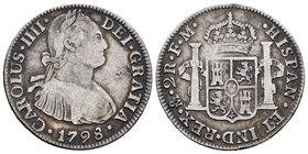 Charles IV (1788-1808). 2 reales. 1798. México. FM. (Cal-992). Ag. 6,56 g. Almost VF. Est...20,00.