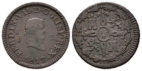 Ferdinand VII (1808-1833). 2 maravedís. 1817. Jubia. (Cal-1584). Ae. 2,52 g. Choice F. Est...20,00.