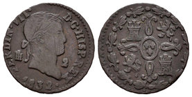 Ferdinand VII (1808-1833). 2 maravedís. 1832. Segovia. (Cal-1733). Ae. 2,29 g. Choice F. Est...12,00.