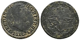 Ferdinand VII (1808-1833). 4 maravedís. 1816. Segovia. Ae. 5,01 g. Escasa. Almost VF. Est...50,00.
