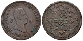 Ferdinand VII (1808-1833). 8 maravedís. 1814. Jubia. (Cal-1546). Ae. 9,68 g. VF/Choice VF. Est...25,00.