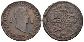 Ferdinand VII (1808-1833). 8 maravedís. 1815. Jubia. (Cal-1547). Ae. 9,56 g. Choice VF. Est...25,00.