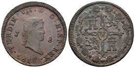 Ferdinand VII (1808-1833). 8 maravedís. 1818. Jubia. (Cal-1552). Ae. 9,94 g. Choice VF. Est...25,00.
