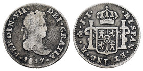 Ferdinand VII (1808-1833). 1/2 real. 1817. México. JJ. (Cal-1349). Ag. 1,61 g. Golpe. F. Est...10,00.