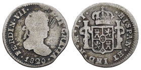 Ferdinand VII (1808-1833). 1/2 real. 1820. México. JJ. (Cal-1352). Ag. 1,52 g. Almost F. Est...8,00.