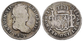 Ferdinand VII (1808-1833). 1 real. 1821. México. JJ. (Cal-1181). Ag. 3,10 g. Choice F. Est...15,00.