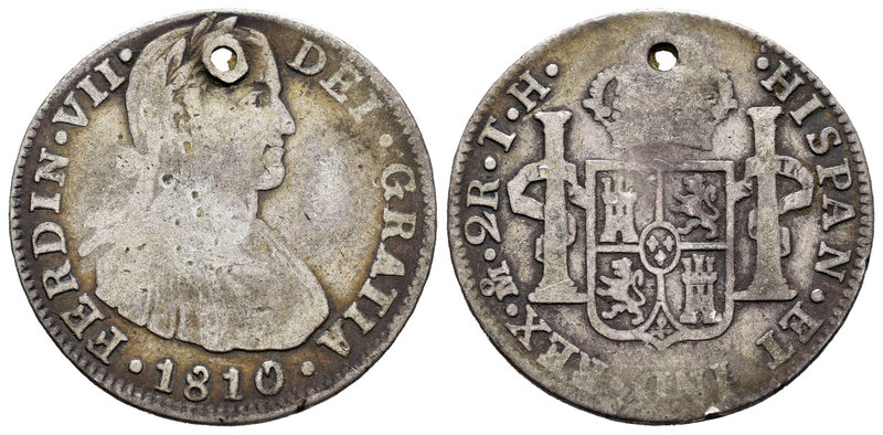 Ferdinand VII (1808-1833). 2 reales. 1810. México. TH. (Cal-939). Ag. 6,28 g. Bu...