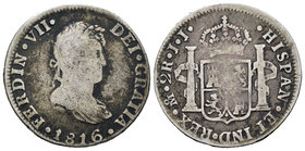 Ferdinand VII (1808-1833). 2 reales. 1816. México. JJ. (Cal-950). Ag. 6,56 g. F. Est...10,00.