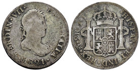 Ferdinand VII (1808-1833). 2 reales. 1821. México. JJ. (Cal-955). Ag. 6,33 g. F. Est...9,00.