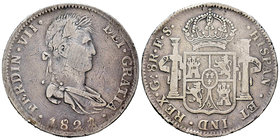 Ferdinand VII (1808-1833). 8 reales. 1821. Guadalajara. FS. (Cal-445). Ag. 26,31 g. Estuvo en aro. Choice F. Est...50,00.