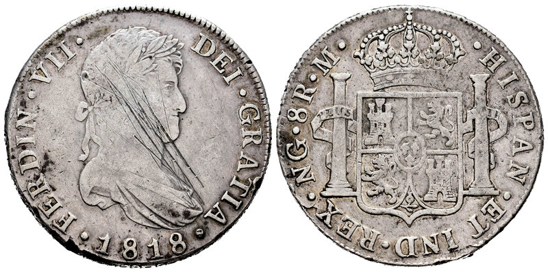 Ferdinand VII (1808-1833). 8 reales. 1818. Guatemala. M. (Cal-467). Ag. 26,86 g....