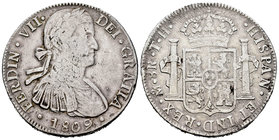 Ferdinand VII (1808-1833). 8 reales. 1809. México. TH. (Cal-539). Ag. 26,89 g. Choice F. Est...60,00.