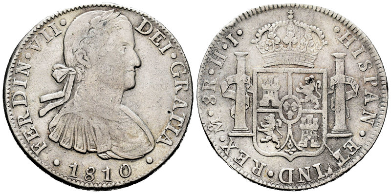 Ferdinand VII (1808-1833). 8 reales. 1810. México. HJ. (Cal-543). Ag. 26,68 g. R...