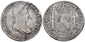 Ferdinand VII (1808-1833). 8 reales. 1816. México. JJ. (Cal-559). Ag. 26,59 g. F/Choice F. Est...40,00.