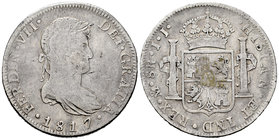 Ferdinand VII (1808-1833). 8 reales. 1817. México. JJ. (Cal-560). Ag. 26,59 g. Choice F. Est...40,00.
