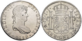Ferdinand VII (1808-1833). 8 reales. 1819. México. JJ. Ag. 26,73 g. Defecto en el busto. Limpiada. Escasa. Choice VF. Est...100,00.