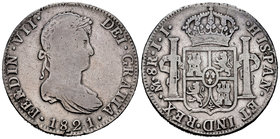 Ferdinand VII (1808-1833). 8 reales. 1821. México. JJ. (Cal-565). Ag. 26,64 g. Limpiada. F. Est...50,00.