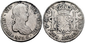 Ferdinand VII (1808-1833). 8 reales. 1822. Potosí. PJ. (Cal-611). Ag. 26,53 g. Almost VF. Est...65,00.