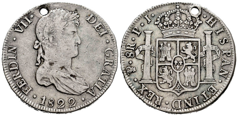 Ferdinand VII (1808-1833). 8 reales. 1822. Potosí. PJ. (Cal-611). Ag. 26,72 g. A...