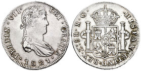 Ferdinand VII (1808-1833). 8 reales. 1821. Zacatecas. RG. Ag. 26,88 g. Limpiada. Almost XF/Choice VF. Est...110,00.