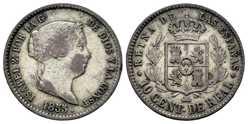 Elizabeth II (1833-1868). 10 céntimos de real. 1855. Segovia. (Cal-601). Ae. 3,4...