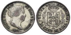 Elizabeth II (1833-1868). 10 céntimos de real. 1855. Segovia. (Cal-601). Ae. 3,45 g. Choice F. Est...20,00.