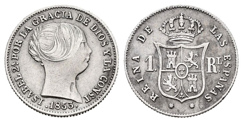 Elizabeth II (1833-1868). 1 real. 1853. Barcelona. (Cal-398). Ag. 1,33 g. Marca ...