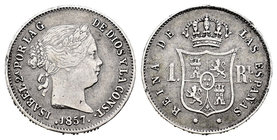 Elizabeth II (1833-1868). 1 real. 1857. Barcelona. Ag. 1,32 g. Choice VF. Est...30,00.