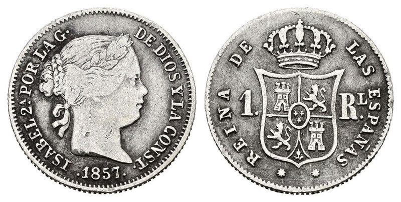 Elizabeth II (1833-1868). 1 real. 1857. Barcelona. (Cal-401). Ag. 1,25 g. Choice...