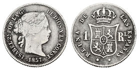 Elizabeth II (1833-1868). 1 real. 1857. Barcelona. (Cal-401). Ag. 1,25 g. Choice F. Est...15,00.