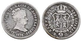 Elizabeth II (1833-1868). 1 real. 1838. Madrid. CL. (Cal-409). Ag. 1,44 g. Choice F. Est...15,00.