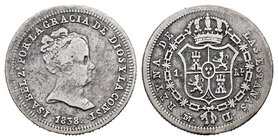 Elizabeth II (1833-1868). 1 real. 1838. Madrid. CL. Ag. 1,43 g. Choice F. Est...18,00.