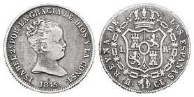 Elizabeth II (1833-1868). 1 real. 1845. Madrid. CL. Ag. 1,49 g. Choice F. Est...20,00.