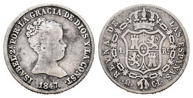 Elizabeth II (1833-1868). 1 real. 1847. Madrid. CL. Ag. 1,42 g. Almost F. Est...15,00.