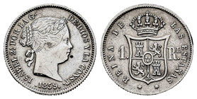 Elizabeth II (1833-1868). 1 real. 1859. Madrid. (Cal-421). Ag. 1,28 g. Cleaned. VF. Est...25,00.