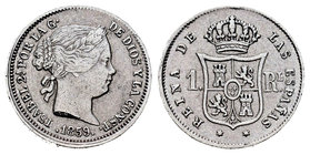 Elizabeth II (1833-1868). 1 real. 1859. Madrid. (Cal-421). Ag. 1,28 g. Cleaned. Almost VF. Est...25,00.