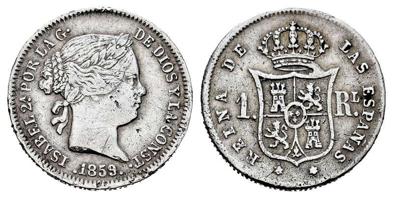 Elizabeth II (1833-1868). 1 real. 1859. Madrid. (Cal-421). Ag. 1,26 g. Choice F....