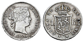 Elizabeth II (1833-1868). 1 real. 1859. Madrid. (Cal-421). Ag. 1,26 g. Choice F. Est...15,00.