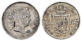 Elizabeth II (1833-1868). 1 real. 1859. Madrid. (Cal-421). Ag. 1,23 g. Choice F. Est...15,00.