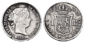 Elizabeth II (1833-1868). 1 real. 1859. Madrid. Ag. 1,23 g. Almost F/F. Est...15,00.