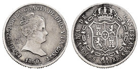 Elizabeth II (1833-1868). 1 real. 1850. Sevilla. RD. Ag. 1,20 g. Choice F. Est...18,00.