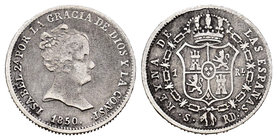 Elizabeth II (1833-1868). 1 real. 1850. Sevilla. RD. Ag. 1,21 g. F. Est...15,00.