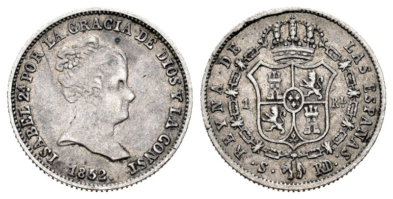 Elizabeth II (1833-1868). 1 real. 1852. Sevilla. RD. (Cal-433). Ag. 1,33 g. VF. ...