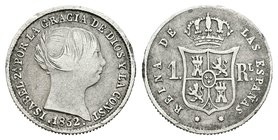 Elizabeth II (1833-1868). 1 real. 1852. Sevilla. Ag. 1,24 g. Golpecitos en canto. Almost VF. Est...18,00.