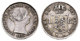 Elizabeth II (1833-1868). 1 real. 1853. Sevilla. (Cal-436). Ag. 1,27 g. VF. Est...15,00.